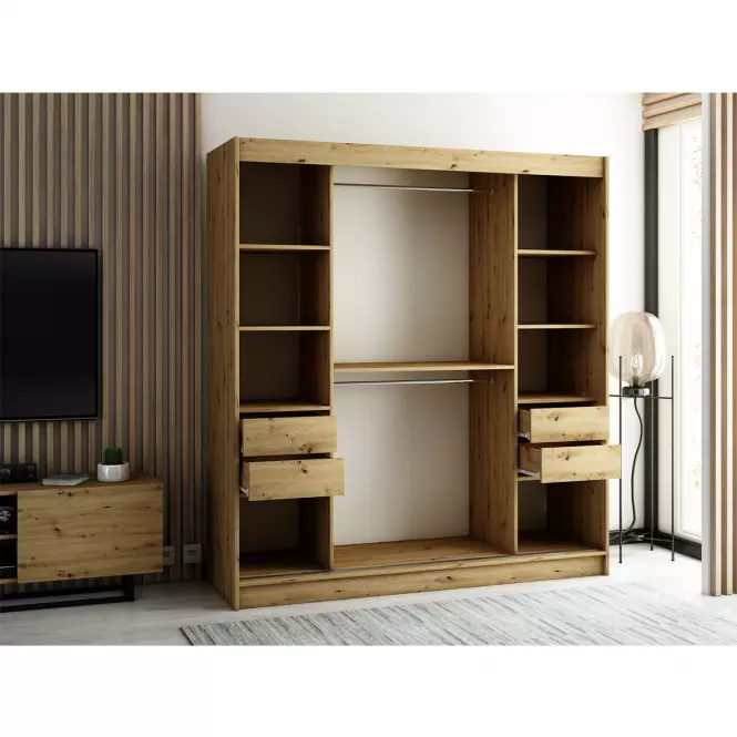 Szafa Lamelo 200 Dąb Artisan/Czarny