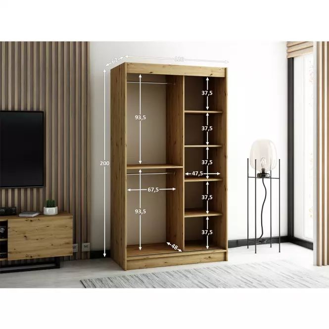 Szafa Lamelo 1 120 Dąb Artisan/Czarny