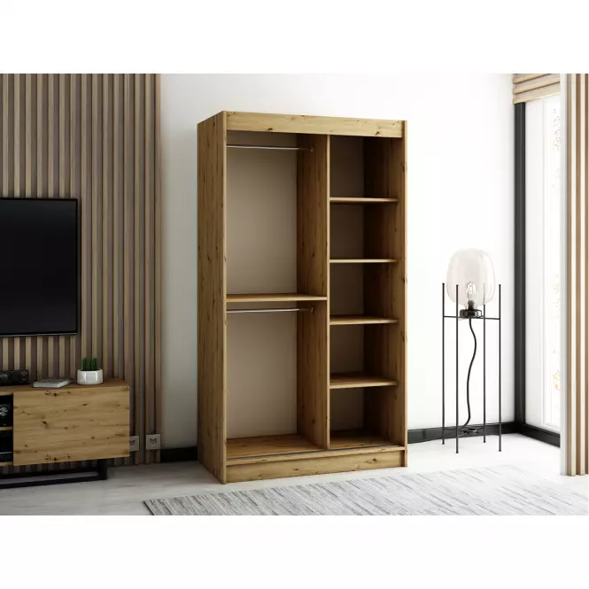 Szafa Lamelo 2 120 Dąb Artisan/Czarny/Lustro
