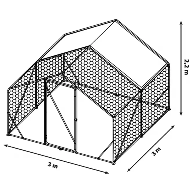 Metalowa klatka dla drobiu 300x300x220 cm