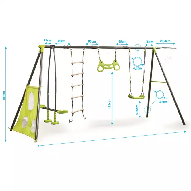 Metalowy plac zabaw Allan 390x150x195 cm czerwony