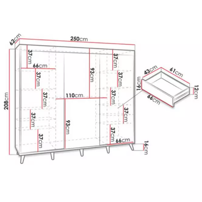 Komplet Szuflad (2SZT) 250 Biały