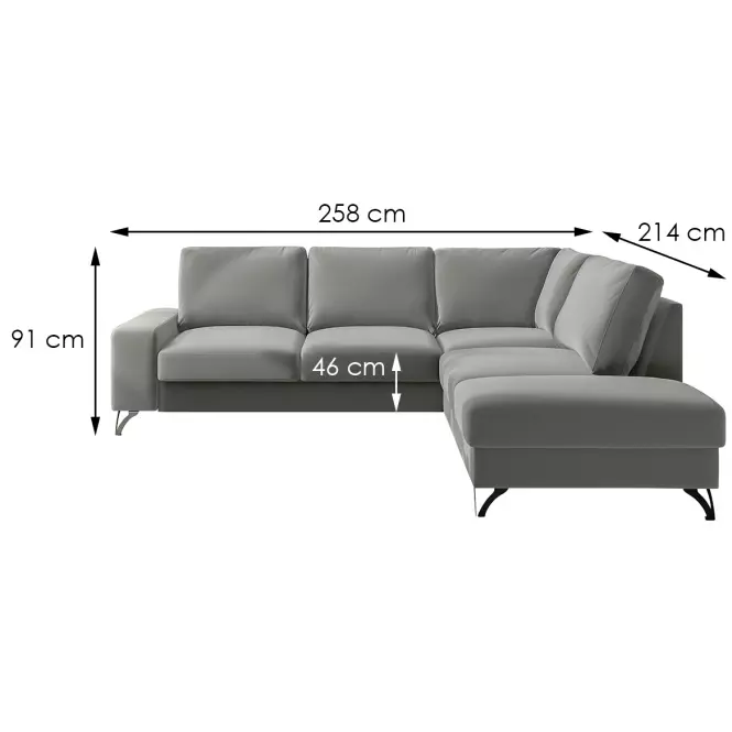 Narożnik z funkcją spania Santi Mini Matt Velvet 85 prawostronny