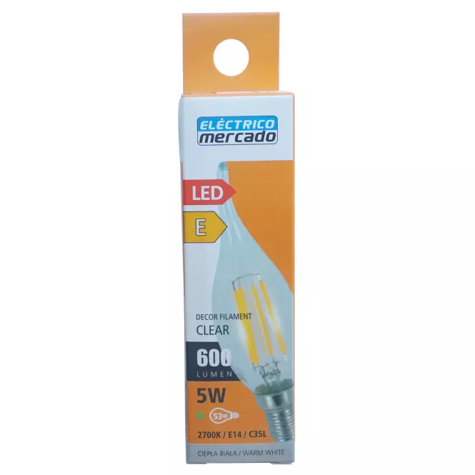 ŻARÓWKA FL C35L 5W/600LM E14 230V 2700K CLEAR