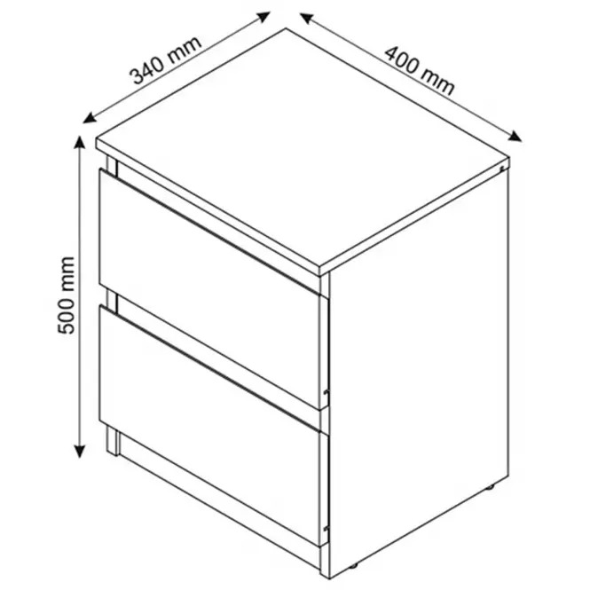 Szafka Nocna Hugo 2 Szuflady 40x34x50 638966