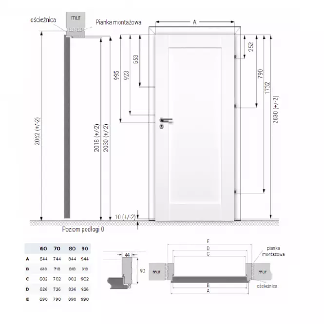Ościeżnica stała wzmocniana 80L grafit mat 375,3