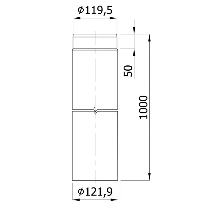 Rura prosta RP 120/1000-CZ6 szara,2