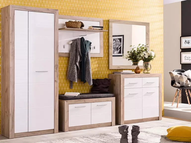 Szafka Na Buty Astor Dąb Szary/Biały Połysk 11008566,8