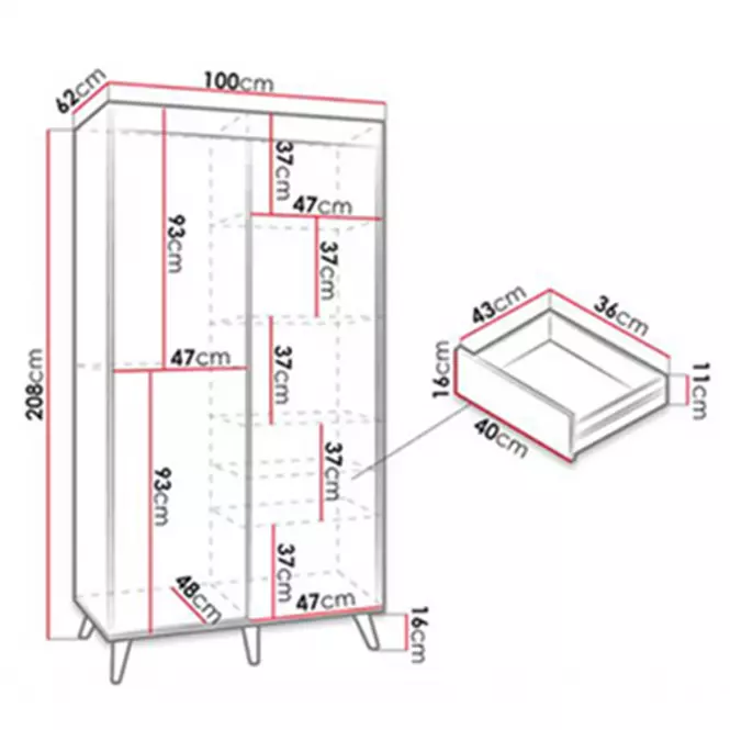 Komplet Szuflad (2SZT) 100 sonoma