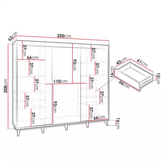 Komplet Szuflad (2SZT) 250 sonoma