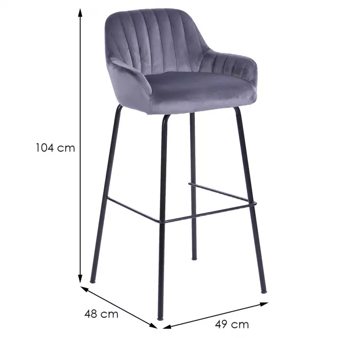 Krzesło barowe 2-170a Grey Velvet