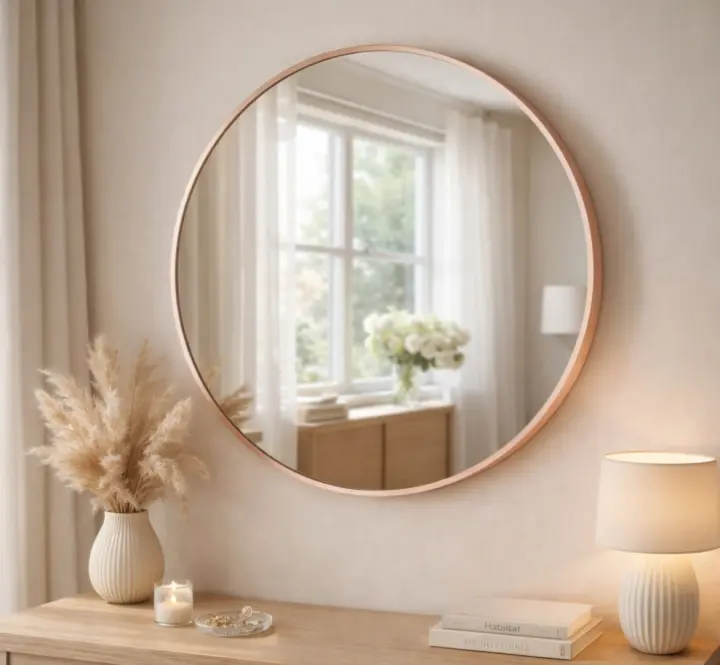 Lustro dekoracyjne okrągłe Gita FI81cm rose gold