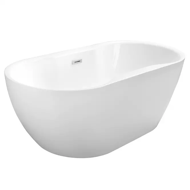 Wanna wolnostojąca Navia 140/75 z syfonem Klik Klak z przelewem prostokątnym Slim chrom