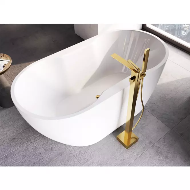 Wanna wolnostojąca Navia 140/75 z syfonem Klik Klak z przelewem prostokątnym Slim chrom