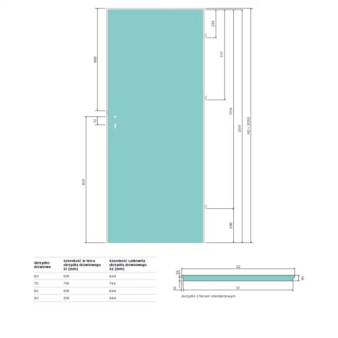 Drzwi Wewnetrzne Standard 1 80L KL biały LAK