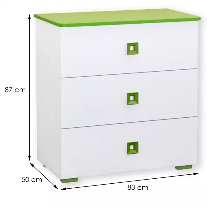 Komoda Bb05  Biały+Zielony,2