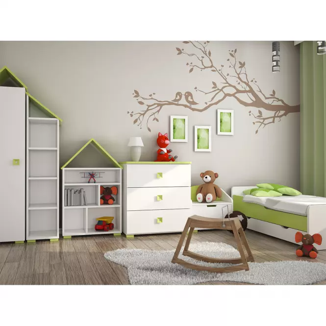 Komoda Bb05  Biały+Zielony,3