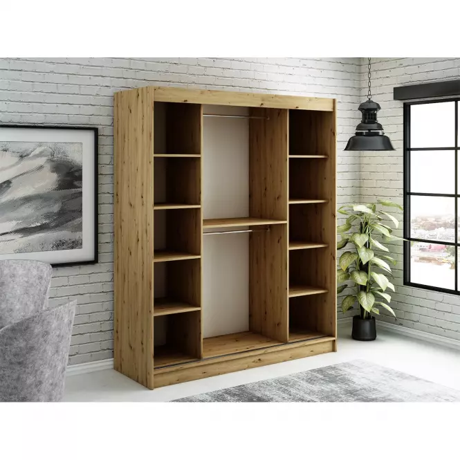 Szafa Halifax T1 180 Dąb Artisan/Czarny/Lustro
