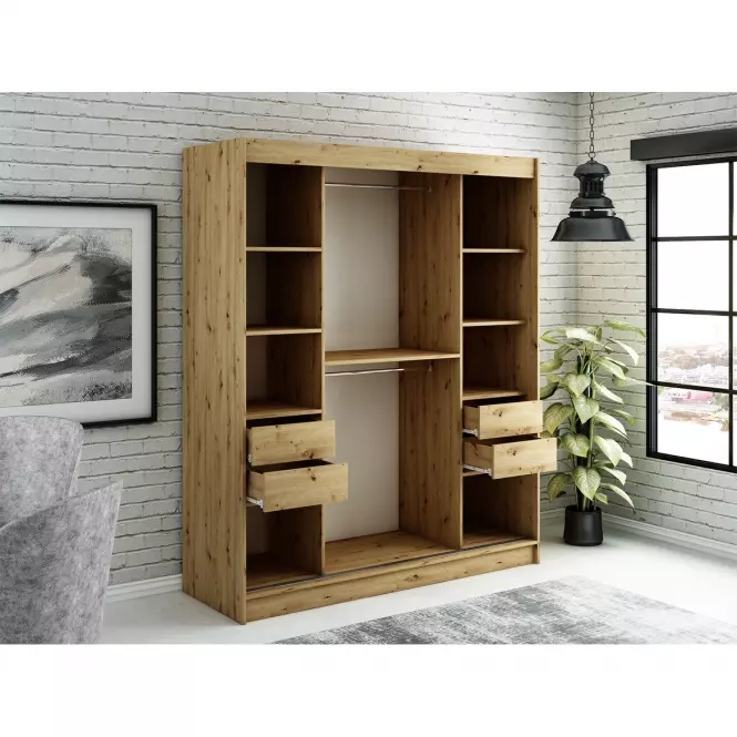 Szafa Halifax T1 180 Dąb Artisan/Czarny/Lustro