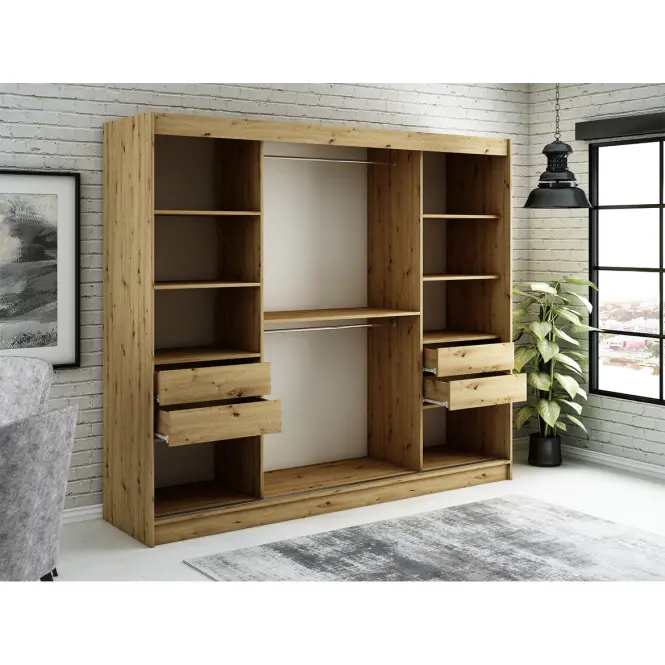 Szafa Halifax V4 250 Dąb Artisan/Czarny/Lustro