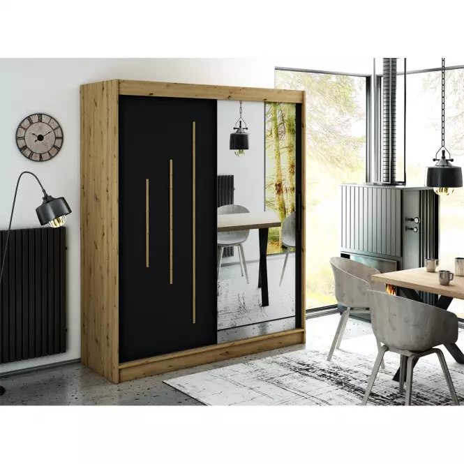 Szafa Halifax Y2 180 Dąb Artisan/Czarny/Lustro