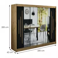 Szafa Halifax Y2 250 Dąb Artisan/Czarny/Lustro