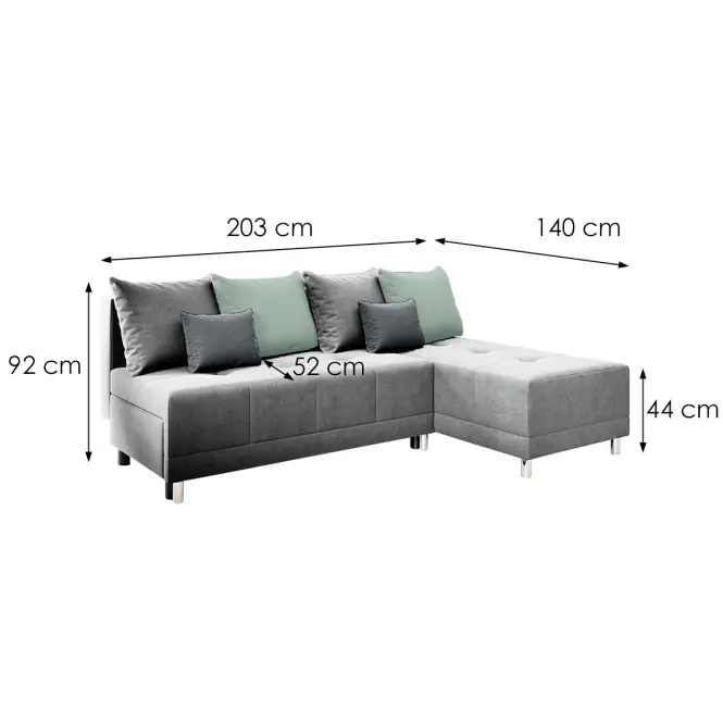 Narożnik z funkcją spania Max New Gusto 88+70+94 uniwersalny