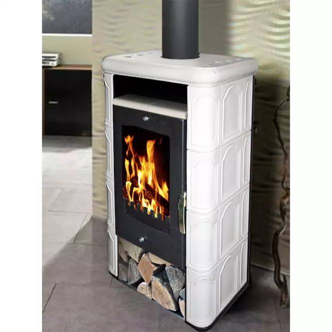 Piec stalowo-kaflowy Bergamo II drab 7kw