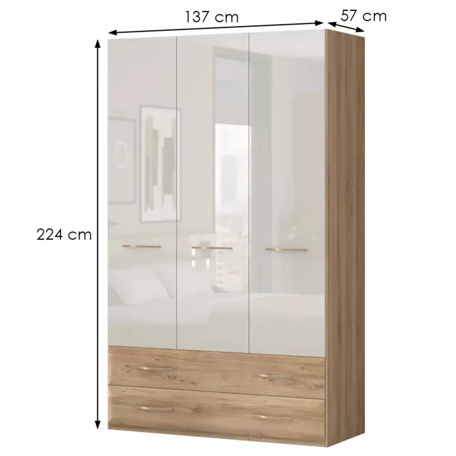 Szafa 3d2s Gala lakierowana p32/gl pacific walnut/beige