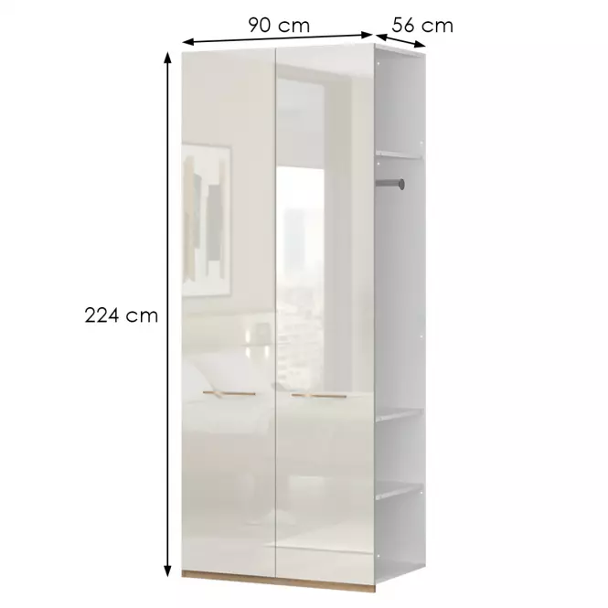 Szafa 2d Gala lakierowana dp2/gl pacific walnut/beige