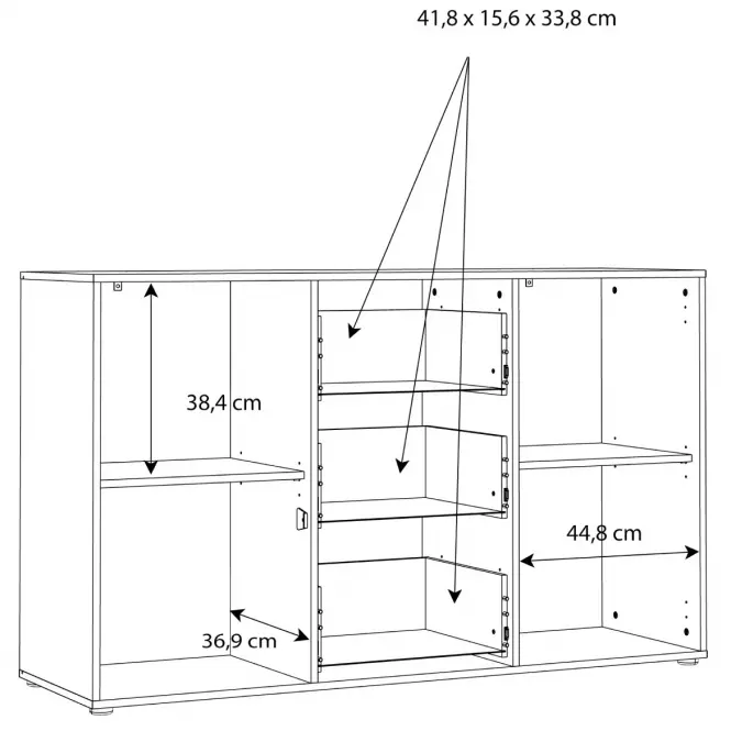 Komoda Mokkaro 2D3S czarny/dąb catania
