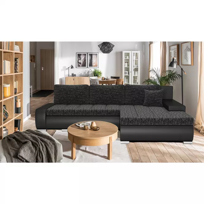 Narożnik z funkcją spania Toscania Nevada 10 + Soft czarny uniwersalny