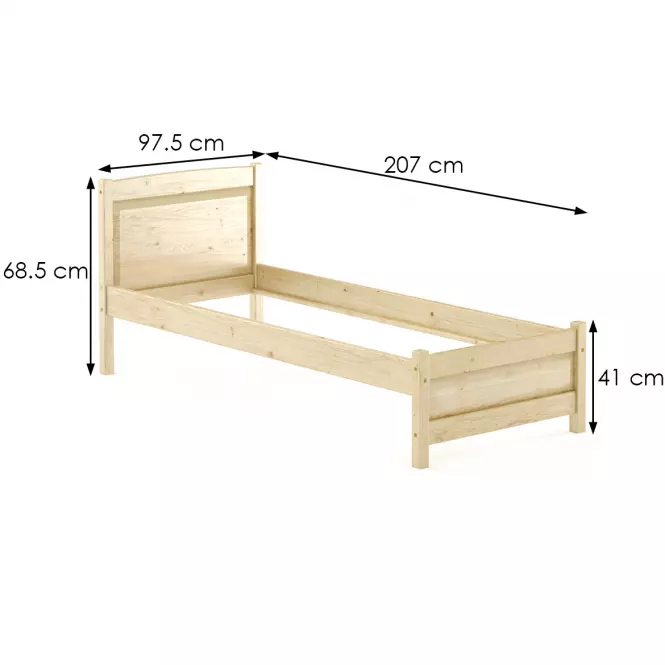 Łóżko sosna LK125–90x200 kol surowy