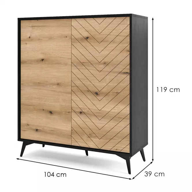 Komoda Diamond KD104 dąb evoke/czarny