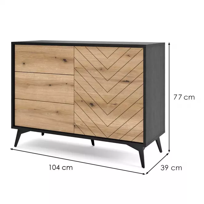 Komoda Diamond KSZ104 dąb evoke/czarny,3