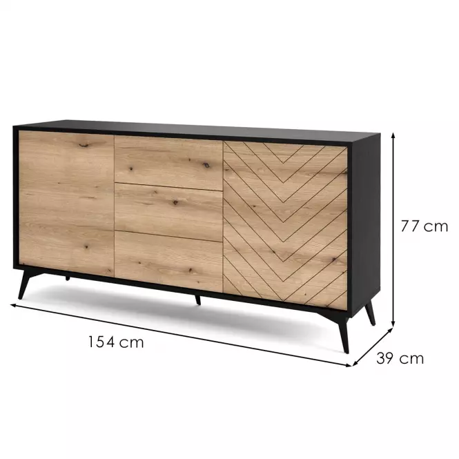 Komoda Diamond KSZ154 dąb evoke/czarny