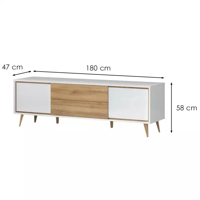 Szafka RTV Vida TV lakierowane pacific walnut/crystal white