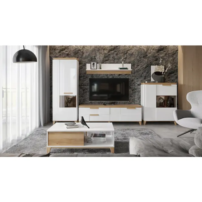 Witryna Brio V2S lakierowane pacific walnut/crystal white