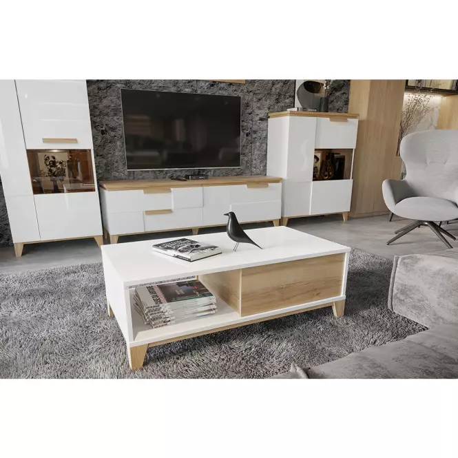 Witryna Brio K2S lakierowane pacific walnut/crystal white