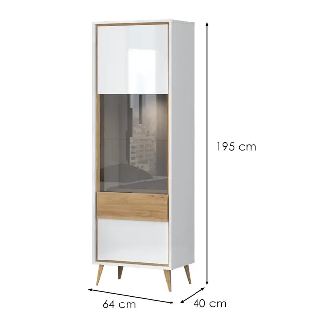 Witryna Vida-V1S lakierowane pacific walnut/crystal white