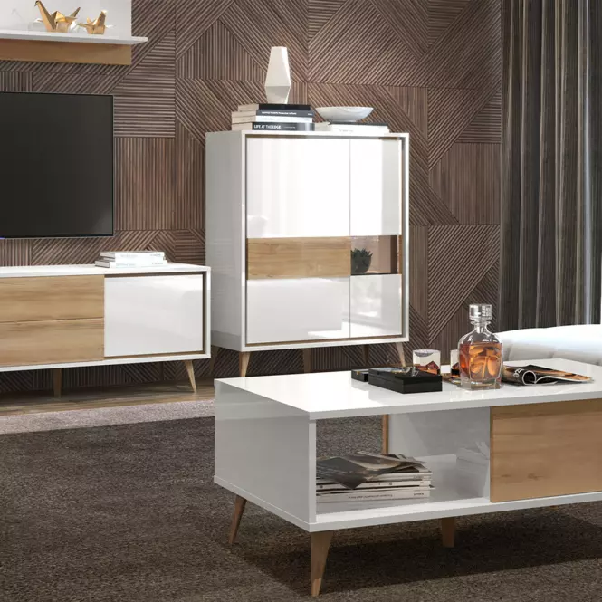 Witryna Vida-K2S lakierowane pacific walnut/crystal white