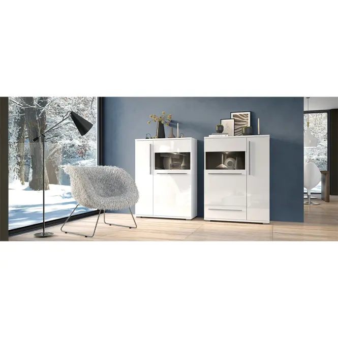 Witryna Piano V90-2KSV/PN-70/KA/70 lakierowana crystal white