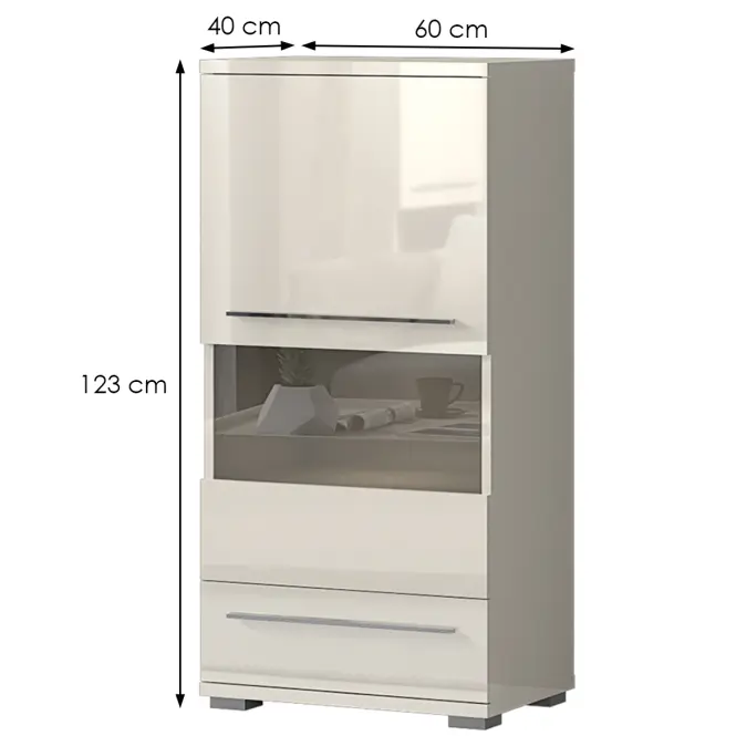 Witryna Piano V60-1KS1F/PN-71/KA/71 lakierowana beige