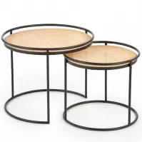 Ława Manado Rattan Naturalny-Czarny Kpl-2