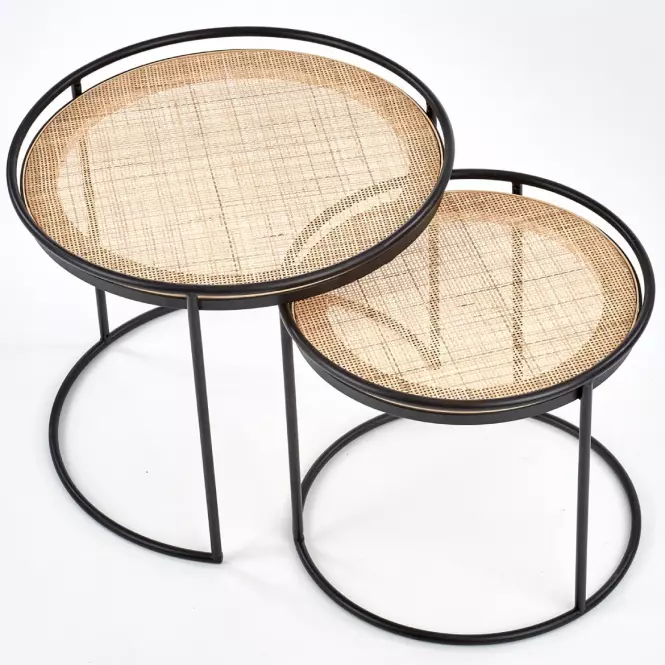 Ława Manado Rattan Naturalny-Czarny Kpl-2