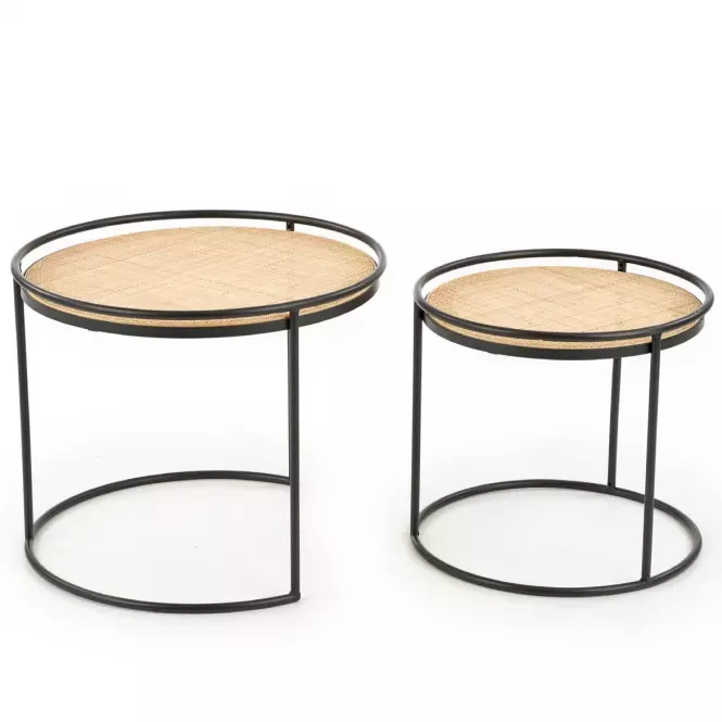 Ława Manado Rattan Naturalny-Czarny Kpl-2