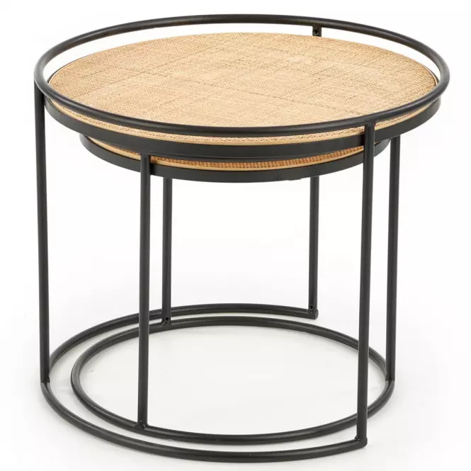 Ława Manado Rattan Naturalny-Czarny Kpl-2