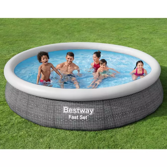 Basen rozporowy szary rattan 3,66x0,76 z pompą 57445