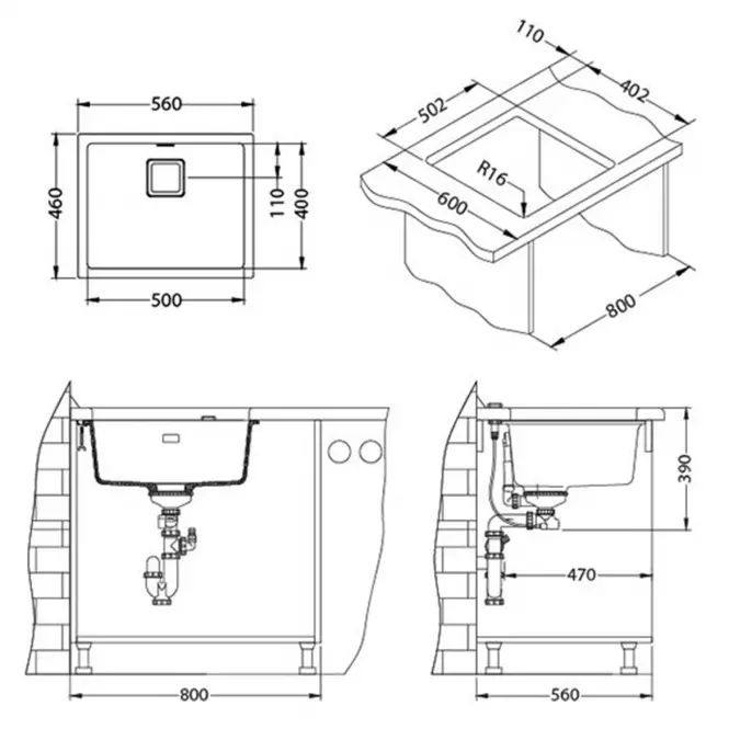 Zlew Quadrix 50 Peble