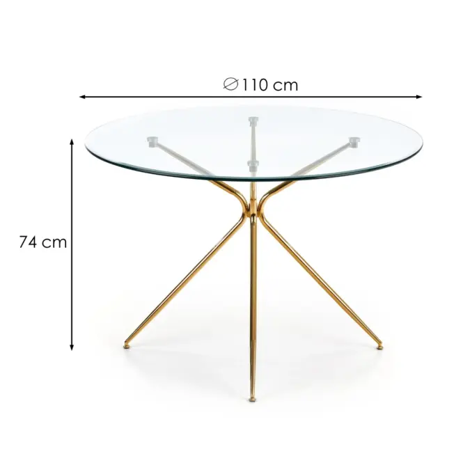 Stół Rondo 110 Szkło/Stal – Transparentny/Złoty